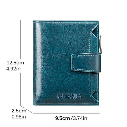 Fahion Women Genuine Leather Wallet RFID Blocking Short Multi Function Large Capacity Zipper Coin Purse Money Clip
